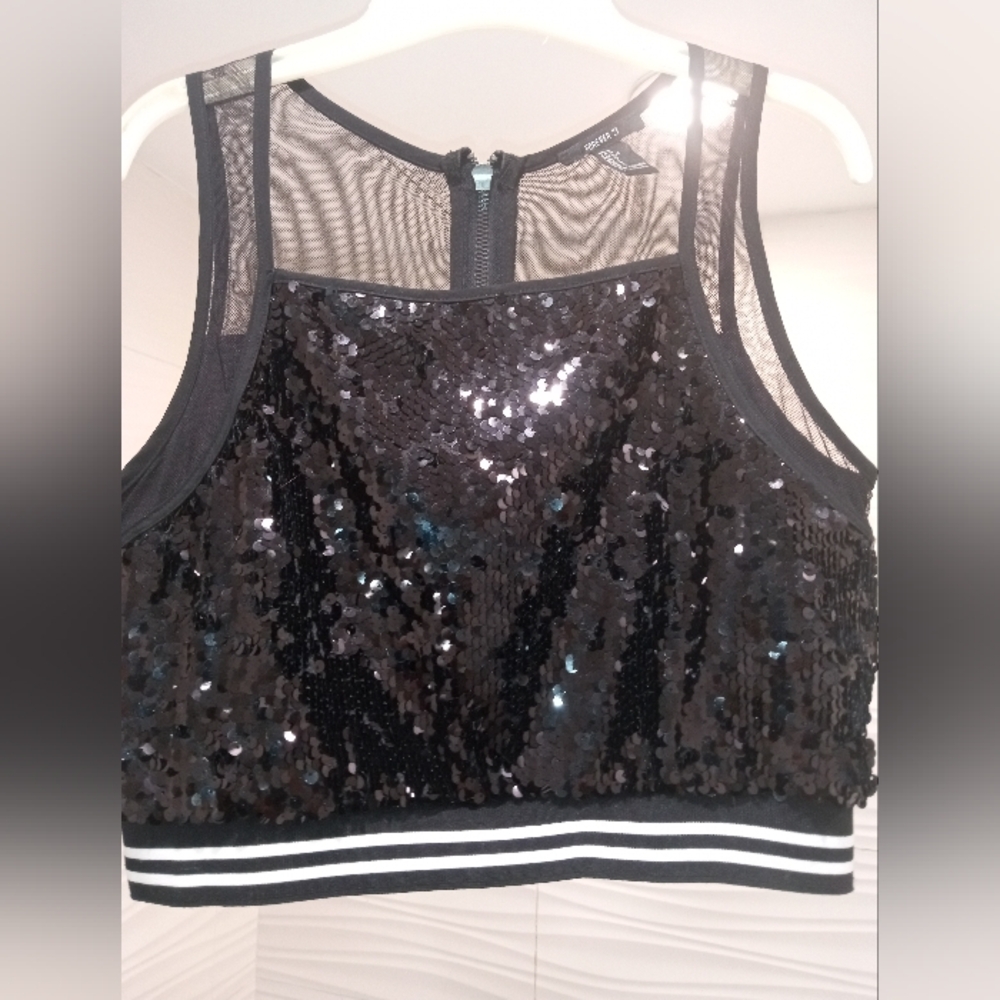 Forever 21 Black Sequin Crop Top